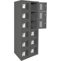 Assembled Lockerettes Clean Line Perforated Economy Lockers, 6 -tier, Bank of 2, 18" x 72" x 12", Steel GTA Hardware Inc