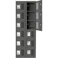 Assembled Lockerettes Clean Line Perforated Economy Lockers, 6 -tier, Bank of 2, 18" x 72" x 12", Steel GTA Hardware Inc