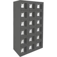 Assembled Lockerettes Clean Line Perforated Economy Lockers, 6 -tier, Bank of 3, 18" x 72" x 12", Steel GTA Hardware Inc