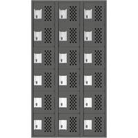 Assembled Lockerettes Clean Line Perforated Economy Lockers, 6 -tier, Bank of 3, 18" x 72" x 12", Steel GTA Hardware Inc