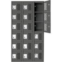 Assembled Lockerettes Clean Line Perforated Economy Lockers, 6 -tier, Bank of 3, 18" x 72" x 12", Steel GTA Hardware Inc