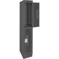 Casiers Clean Line, 2 niveaux, 12" x 18" x 76", Acier, Charbon, Rivet (assembl&eacute;), Perfor&eacute; GTA Hardware Inc