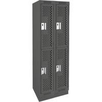 Clean Line Lockers, 2 -tier, Bank of 2, 24" x 18" x 76", Steel, Charcoal, Rivet (Assembled), Perforated GTA Hardware Inc