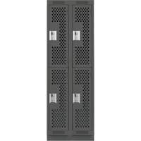 Clean Line Lockers, 2 -tier, Bank of 2, 24" x 18" x 76", Steel, Charcoal, Rivet (Assembled), Perforated GTA Hardware Inc