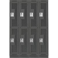 Clean Line Lockers, 2 -tier, Bank of 4, 48" x 18" x 76", Steel, Charcoal, Rivet (Assembled), Perforated GTA Hardware Inc