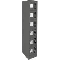 Assembled Lockerettes Clean Line Perforated Economy Lockers, 6 -tier, 18" x 72" x 12", Steel GTA Hardware Inc