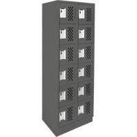 Assembled Lockerettes Clean Line Perforated Economy Lockers, 6 -tier, Bank of 2, 18" x 72" x 12", Steel GTA Hardware Inc