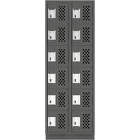 Assembled Lockerettes Clean Line Perforated Economy Lockers, 6 -tier, Bank of 2, 18" x 72" x 12", Steel GTA Hardware Inc