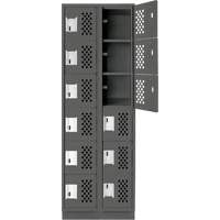 Assembled Lockerettes Clean Line Perforated Economy Lockers, 6 -tier, Bank of 2, 18" x 72" x 12", Steel GTA Hardware Inc