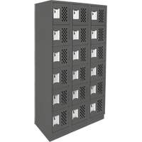 Assembled Lockerettes Clean Line Perforated Economy Lockers, 6 -tier, Bank of 3, 18" x 72" x 12", Steel GTA Hardware Inc