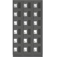 Assembled Lockerettes Clean Line Perforated Economy Lockers, 6 -tier, Bank of 3, 18" x 72" x 12", Steel GTA Hardware Inc