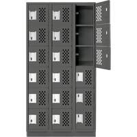 Assembled Lockerettes Clean Line Perforated Economy Lockers, 6 -tier, Bank of 3, 18" x 72" x 12", Steel GTA Hardware Inc