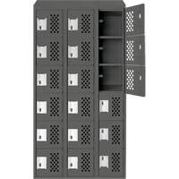 Assembled Lockerettes Clean Line Perforated Economy Lockers, 6 -tier, Bank of 3, 18" x 72" x 12", Steel GTA Hardware Inc