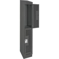 Casiers Clean Line, 2 niveaux, 12" x 18" x 82", Acier, Charbon, Rivet (assembl&eacute;), Perfor&eacute; GTA Hardware Inc