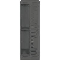 Clean Line Lockers, 2 -tier, Bank of 2, 24" x 15" x 82", Steel, Charcoal, Rivet (Assembled), Perforated GTA Hardware Inc