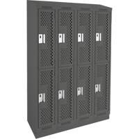 Casiers Clean Line, 2 niveaux, Bloc de 4, 48" x 15" x 82", Acier, Charbon, Rivet (assembl&eacute;), Perfor&eacute; GTA Hardware Inc