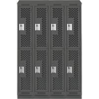 Casiers Clean Line, 2 niveaux, Bloc de 4, 48" x 15" x 82", Acier, Charbon, Rivet (assembl&eacute;), Perfor&eacute; GTA Hardware Inc