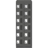 Assembled Lockerettes Clean Line Perforated Economy Lockers, 6 -tier, Bank of 2, 18" x 72" x 12", Steel GTA Hardware Inc