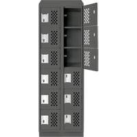 Assembled Lockerettes Clean Line Perforated Economy Lockers, 6 -tier, Bank of 2, 18" x 72" x 12", Steel GTA Hardware Inc