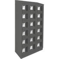 Assembled Lockerettes Clean Line Perforated Economy Lockers, 6 -tier, Bank of 3, 18" x 72" x 12", Steel GTA Hardware Inc