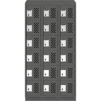 Assembled Lockerettes Clean Line Perforated Economy Lockers, 6 -tier, Bank of 3, 18" x 72" x 12", Steel GTA Hardware Inc