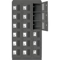 Assembled Lockerettes Clean Line Perforated Economy Lockers, 6 -tier, Bank of 3, 18" x 72" x 12", Steel GTA Hardware Inc