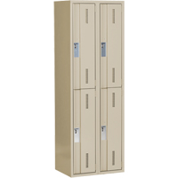 Concorde Heavy-Duty Lockers, 2 -tier, Bank of 2, 24" x 18" x 72", Steel, Beige, Welded (Assembled) GTA Hardware Inc