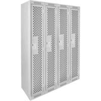 Clean Line Lockers, Bank of 4, 48" x 15" x 72", Steel, Grey, Rivet (Assembled), Perforated GTA Hardware Inc