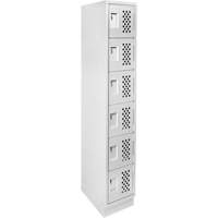 Assembled Lockerettes Clean Line Perforated Economy Lockers, 6 -tier, 18" x 72" x 12", Steel GTA Hardware Inc