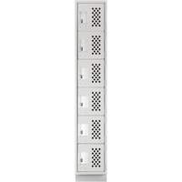 Assembled Lockerettes Clean Line Perforated Economy Lockers, 6 -tier, 18" x 72" x 12", Steel GTA Hardware Inc