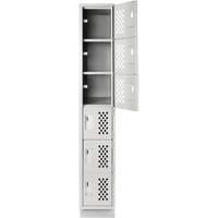 Assembled Lockerettes Clean Line Perforated Economy Lockers, 6 -tier, 18" x 72" x 12", Steel GTA Hardware Inc