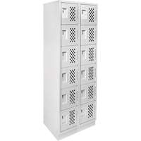 Assembled Lockerettes Clean Line Perforated Economy Lockers, 6 -tier, Bank of 2, 18" x 72" x 12", Steel GTA Hardware Inc