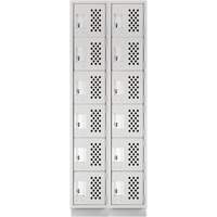 Assembled Lockerettes Clean Line Perforated Economy Lockers, 6 -tier, Bank of 2, 18" x 72" x 12", Steel GTA Hardware Inc