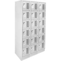 Assembled Lockerettes Clean Line Perforated Economy Lockers, 6 -tier, Bank of 3, 18" x 72" x 12", Steel GTA Hardware Inc
