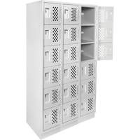 Assembled Lockerettes Clean Line Perforated Economy Lockers, 6 -tier, Bank of 3, 18" x 72" x 12", Steel GTA Hardware Inc