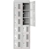 Petit casier perfor&eacute; Clean-Line, 6 niveaux, Bloc de 2, 12" x 72" x 12", Acier GTA Hardware Inc