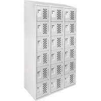 Assembled Lockerettes Clean Line Perforated Economy Lockers, 6 -tier, Bank of 3, 18" x 72" x 12", Steel GTA Hardware Inc