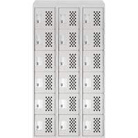 Assembled Lockerettes Clean Line Perforated Economy Lockers, 6 -tier, Bank of 3, 18" x 72" x 12", Steel GTA Hardware Inc