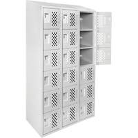 Assembled Lockerettes Clean Line Perforated Economy Lockers, 6 -tier, Bank of 3, 18" x 72" x 12", Steel GTA Hardware Inc
