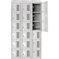 Assembled Lockerettes Clean Line Perforated Economy Lockers, 6 -tier, Bank of 3, 18" x 72" x 12", Steel GTA Hardware Inc