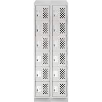 Clean-Line Perforated Lockerette, 6 -tier, Bank of 2, 15" x 72" x 12", Steel GTA Hardware Inc