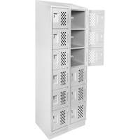 Clean-Line Perforated Lockerette, 6 -tier, Bank of 2, 15" x 72" x 12", Steel GTA Hardware Inc