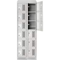 Clean-Line Perforated Lockerette, 6 -tier, Bank of 2, 15" x 72" x 12", Steel GTA Hardware Inc