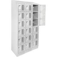 Assembled Lockerettes Clean Line Perforated Economy Lockers, 6 -tier, Bank of 3, 18" x 72" x 12", Steel GTA Hardware Inc