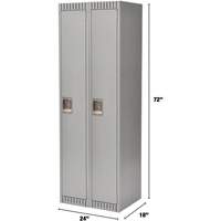 Lockers, Bank of 2, 24" x 18" x 72", Steel, Grey, Knocked Down GTA Hardware Inc