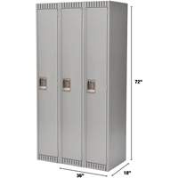 Lockers, Bank of 3, 36" x 18" x 72", Steel, Grey, Knocked Down GTA Hardware Inc