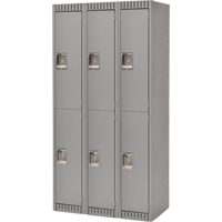 Lockers, 2 -tier, Bank of 3, 36" x 18" x 72", Steel, Grey, Knocked Down GTA Hardware Inc