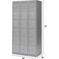 Casiers, 6 niveaux, Bloc de 3, 36" x 18" x 72", Acier, Gris, D&eacute;mont&eacute; GTA Hardware Inc