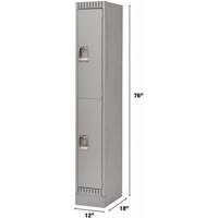 Casiers, 2 niveaux, 12" x 18" x 76", Acier, Gris, D&eacute;mont&eacute; GTA Hardware Inc