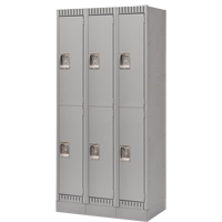 Lockers, 2 -tier, Bank of 3, 36" x 18" x 76", Steel, Grey, Knocked Down GTA Hardware Inc